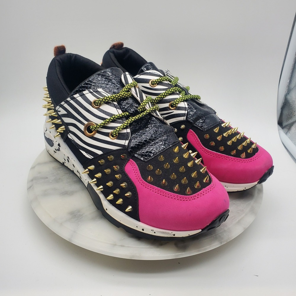 Cape Robbin Saffron Spiked Chunky Platform Sneakers Animal Print Women's Size 10